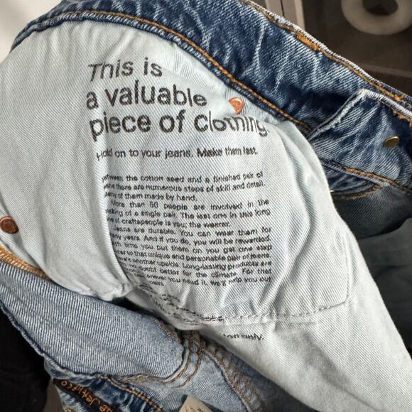 Nudie Solid Ollie Slim Fit Worn Vintage Straight Leg Jeans 36x32 NEW Blue Denim - Picture 8 of 9